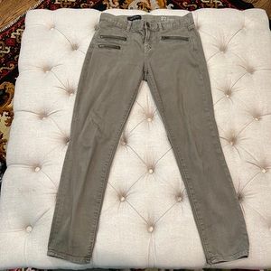 JCrew toothpick mid rise ankle olive colored jeans